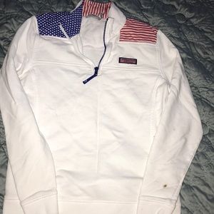 Red white and blue vineyard vines quart zip